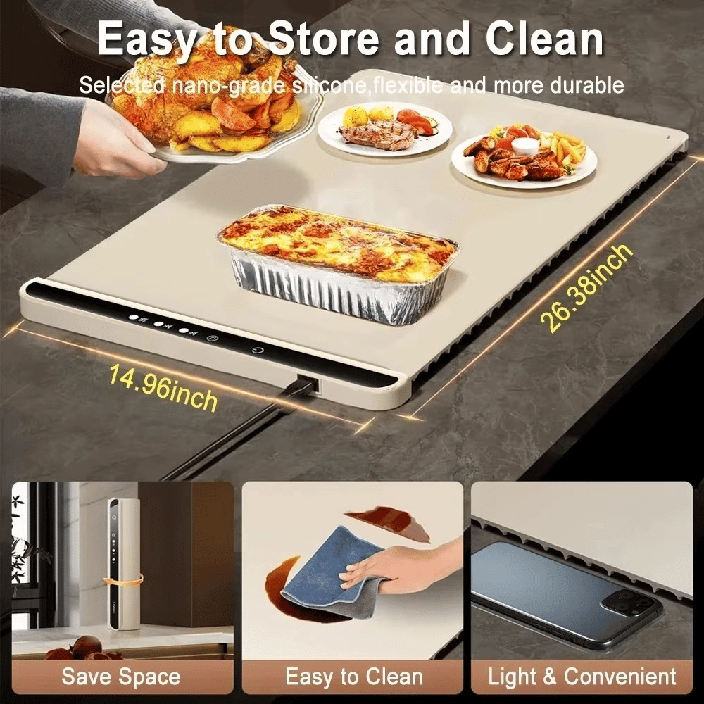Portable kitchen island with food items on a dark surface, emphasizing portability and convenience.