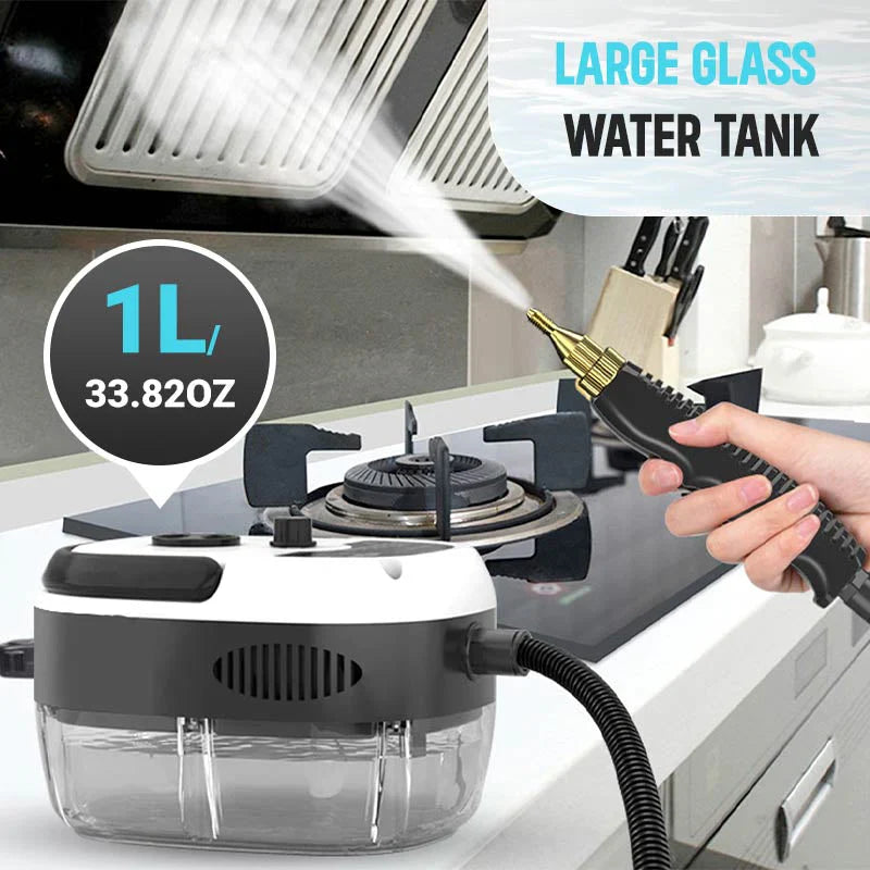 Sterilization Steam Cleaner with 1L large glass water tank spraying steam for deep cleaning kitchen hood and stove